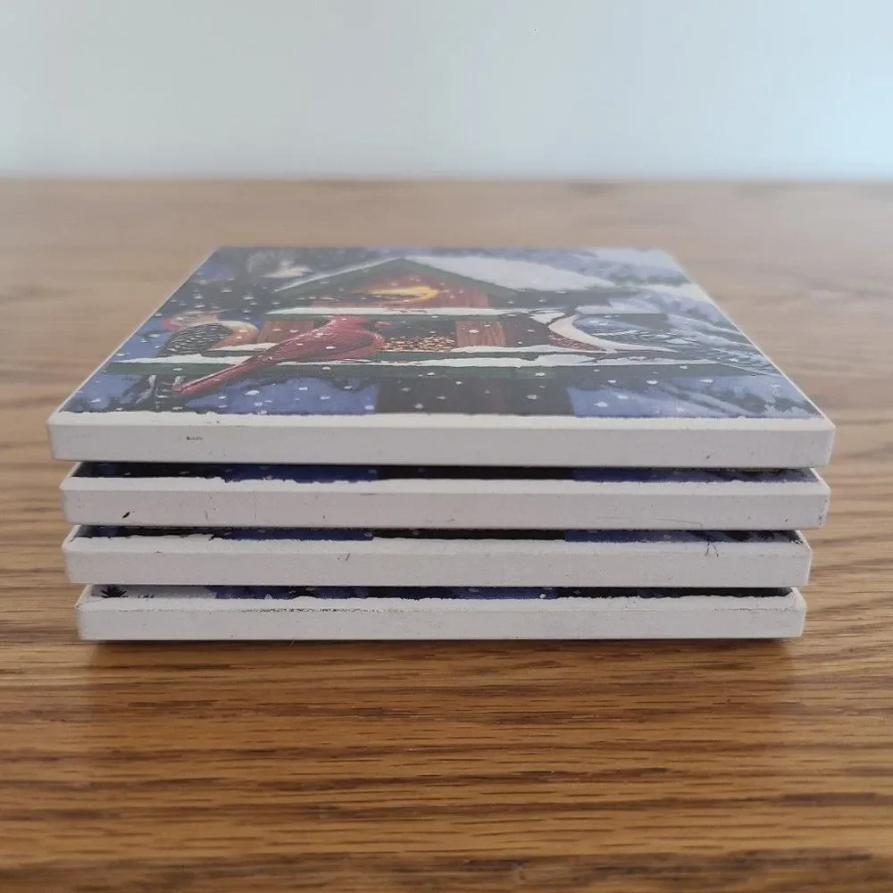 Set Of Four Ceramic Tile Coasters Artwork 